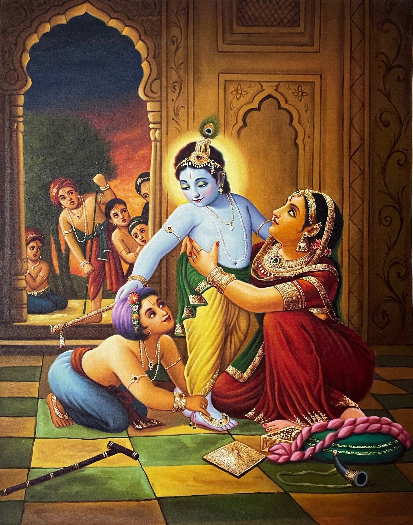 Lord Krishna Detailed Handmade Oil Painting On Canvas