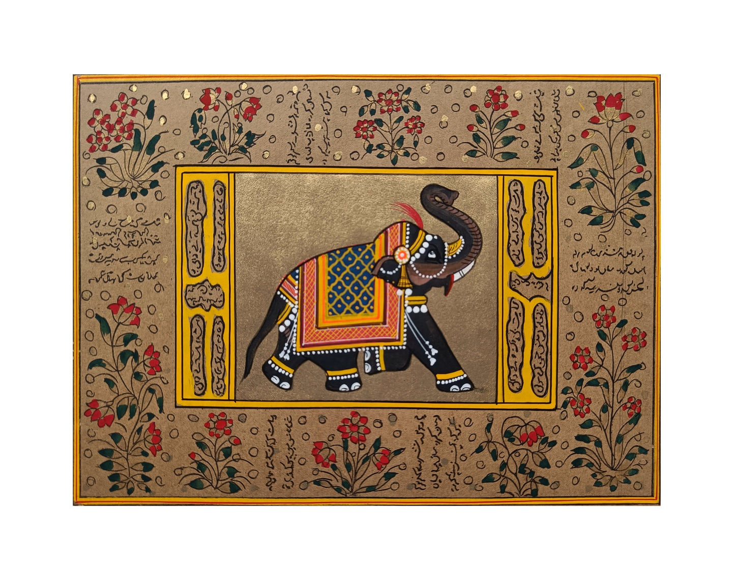 Elephant Miniature Handmade Painting Gold