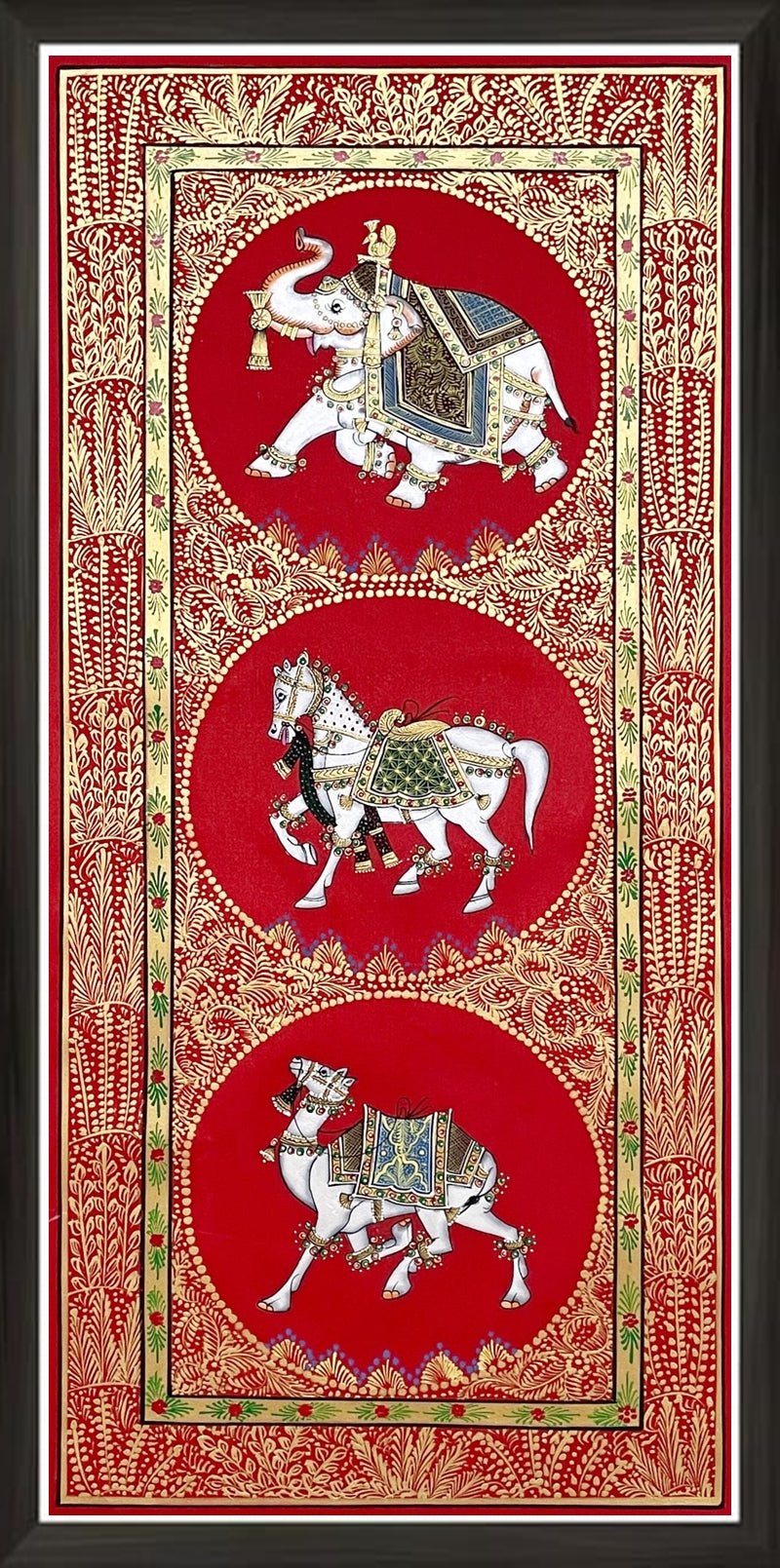 Original Wall Art Trio Painting of Elephant, Horse & Camel Handmade