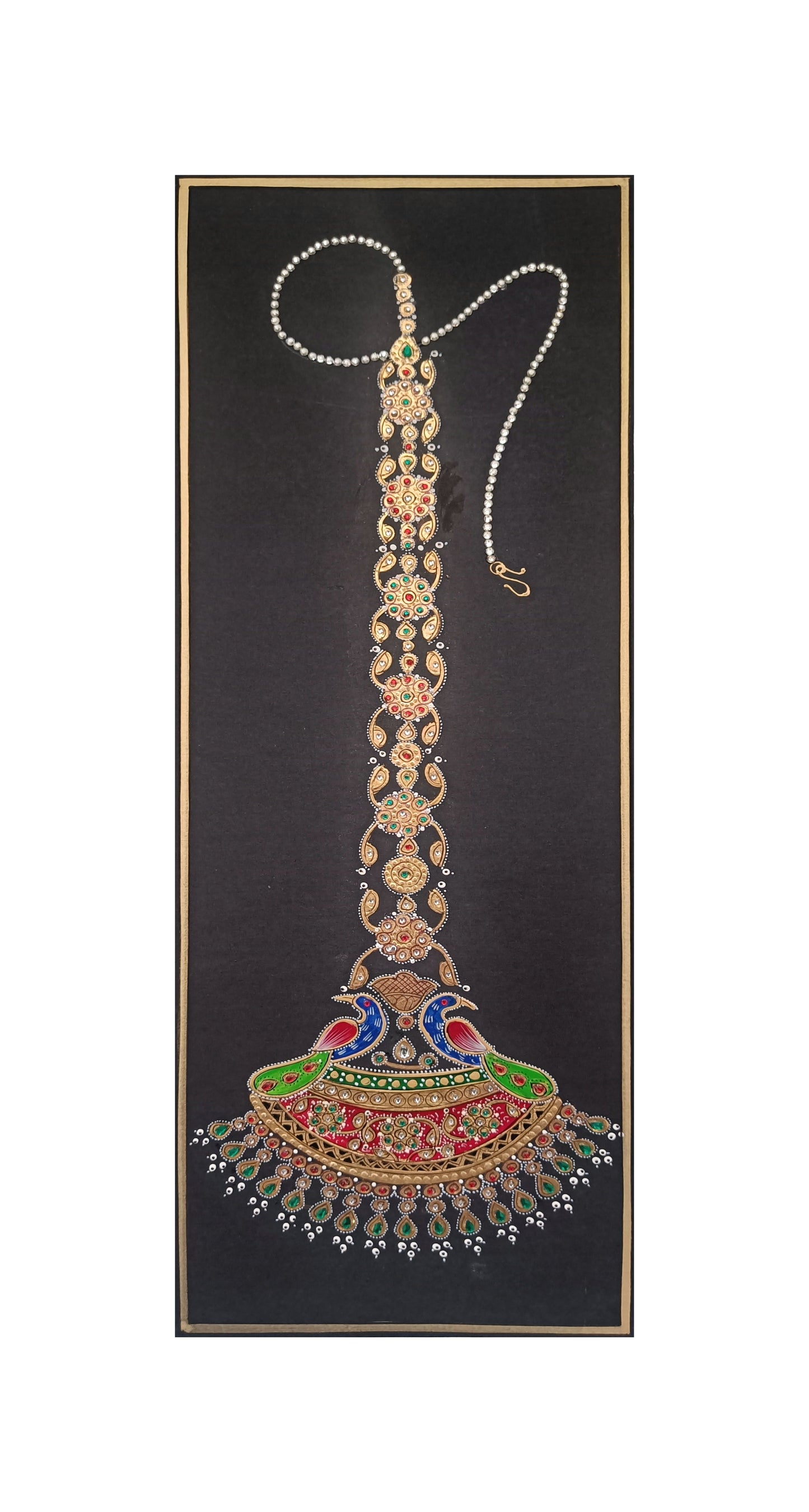 Rajasthani Jewlery Handmade Tika Framed Dimond Painting | 6"x18" IN