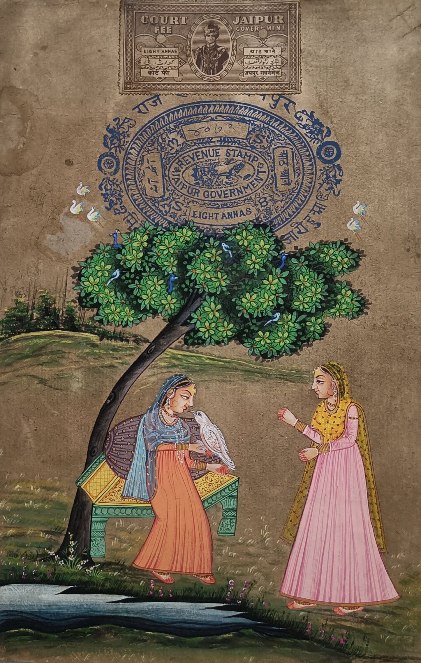 Royal Women in the Mughal Empire Vintage Original Painting