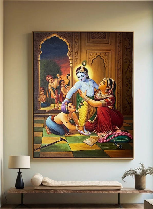 Lord Krishna Detailed Handmade Oil Painting On Canvas